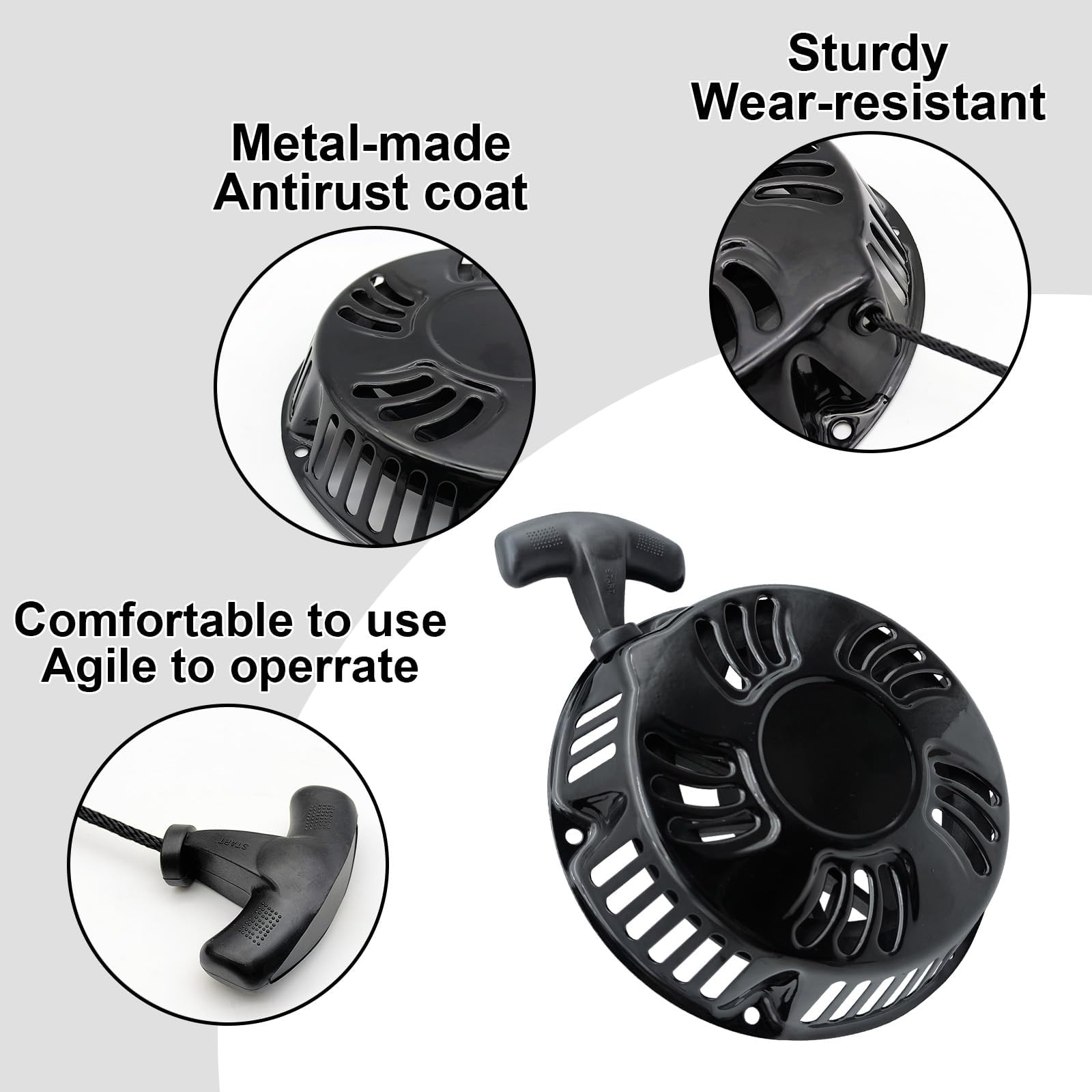 Strongthium Pull Start Assembly for Honda Replica GX 340 390 GX610 GX620 11hp 13hp Pressure Washer Water Pump Tiller and Generators Black Type 1 - Image 4