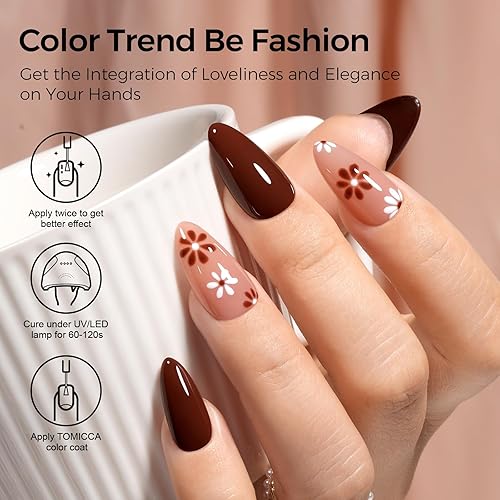 Miniatura 4 de TOMICCA Esmalte de uñas de gel marrón oscuro, 0.5 onzas líquidas, esmalte de gel de color otoño e invierno, secado rápido, esmalte de gel neutro UV