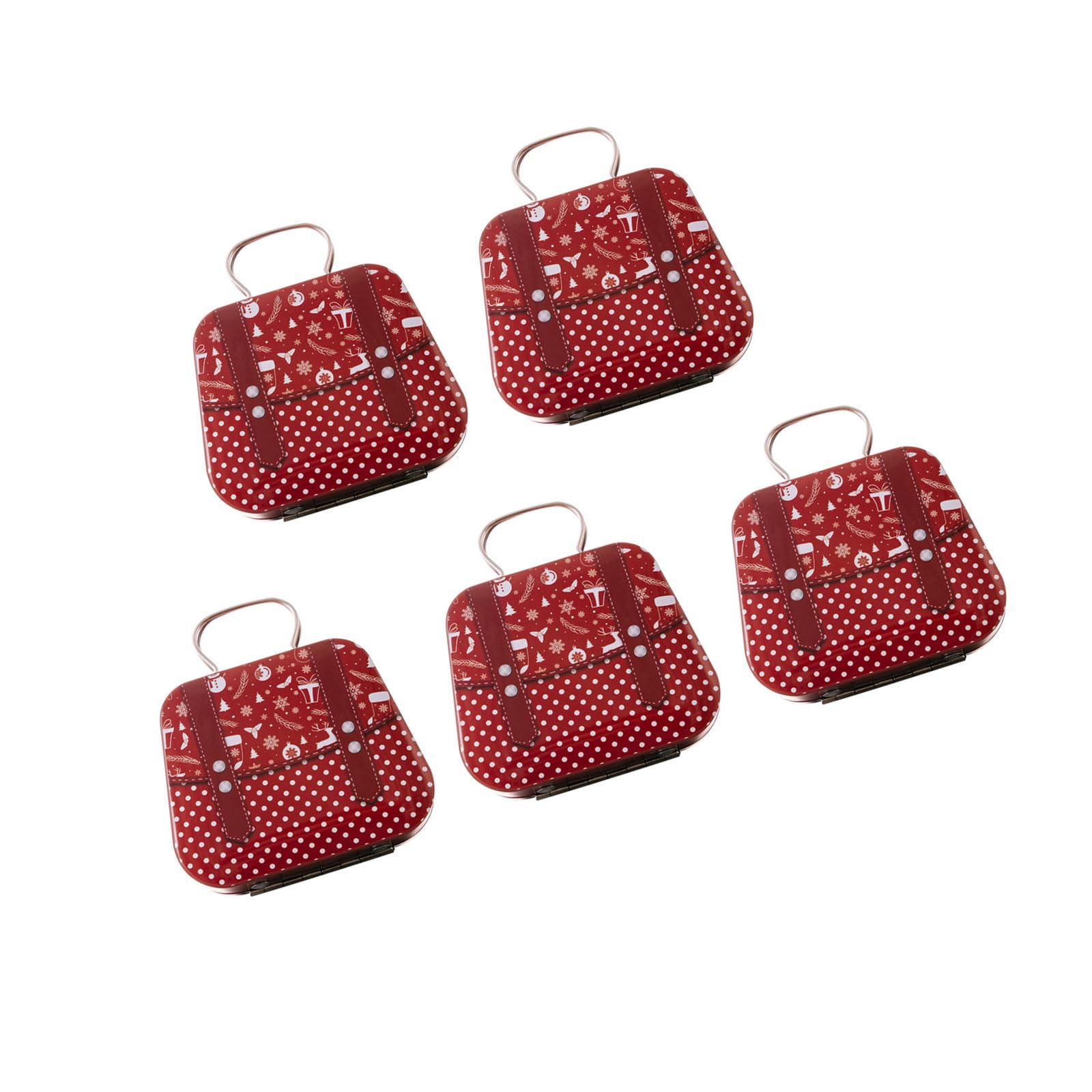 Buxuaaaa Of 5 Holiday Iron Candy Tins Festival Iron Candy Storage Case for Christmas Celebration and Gifting Metal Treat Containers