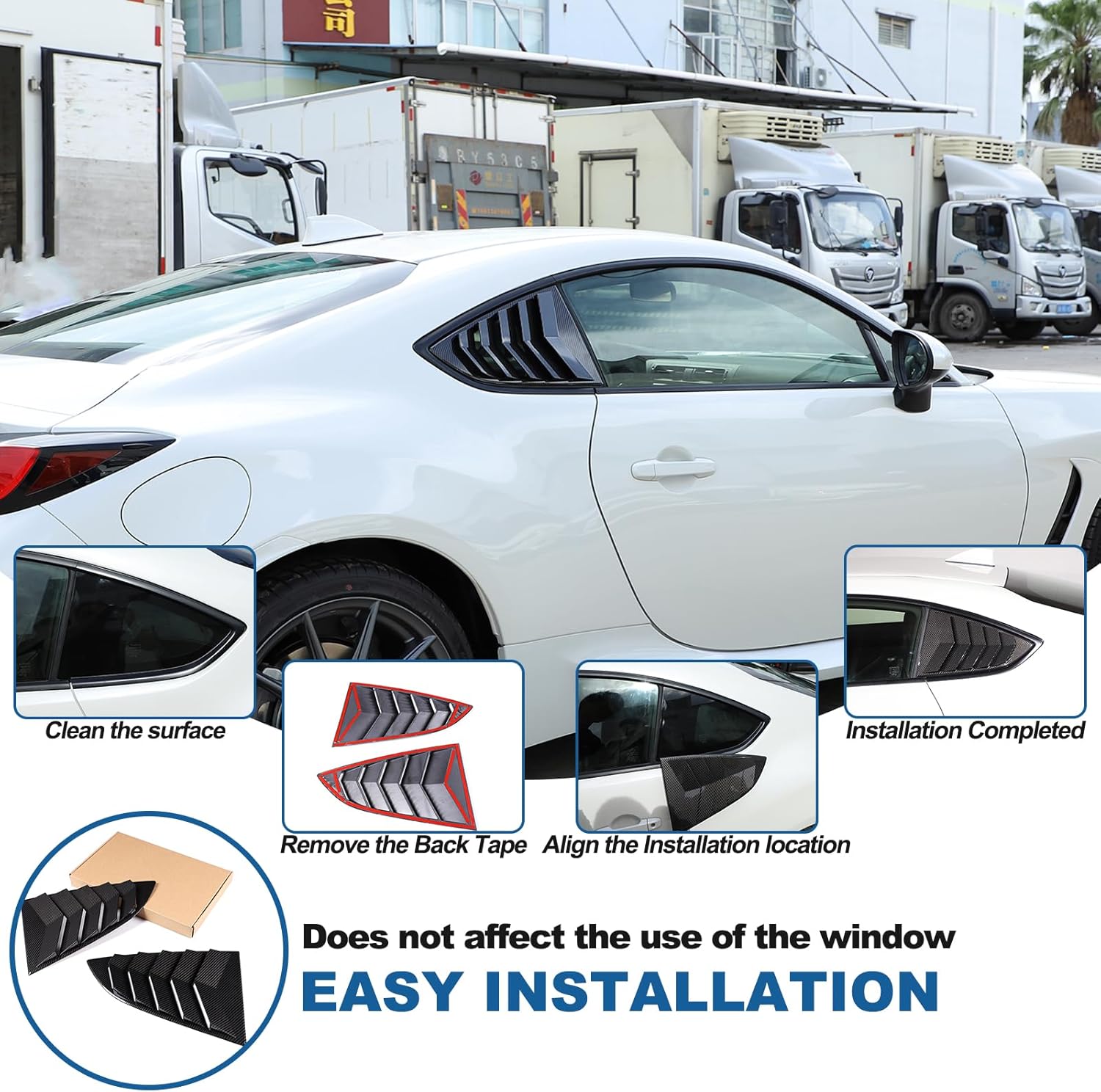 Window Louvers Air Vent Grill Trim Compatible with Subaru BRZ ZD8,Toyota 86 GR86,Scion FR-S 2022-2025,Rear Side Window Louver Scoop Sun Shade Cover,ABS Plastic 2PCS (ABS Carbon)
