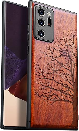 Miniatura 10 de Carveit Funda de madera para Galaxy Note20 madera real dura y TPU suave a prueba de golpes, funda protectora única y elegante de madera compatible