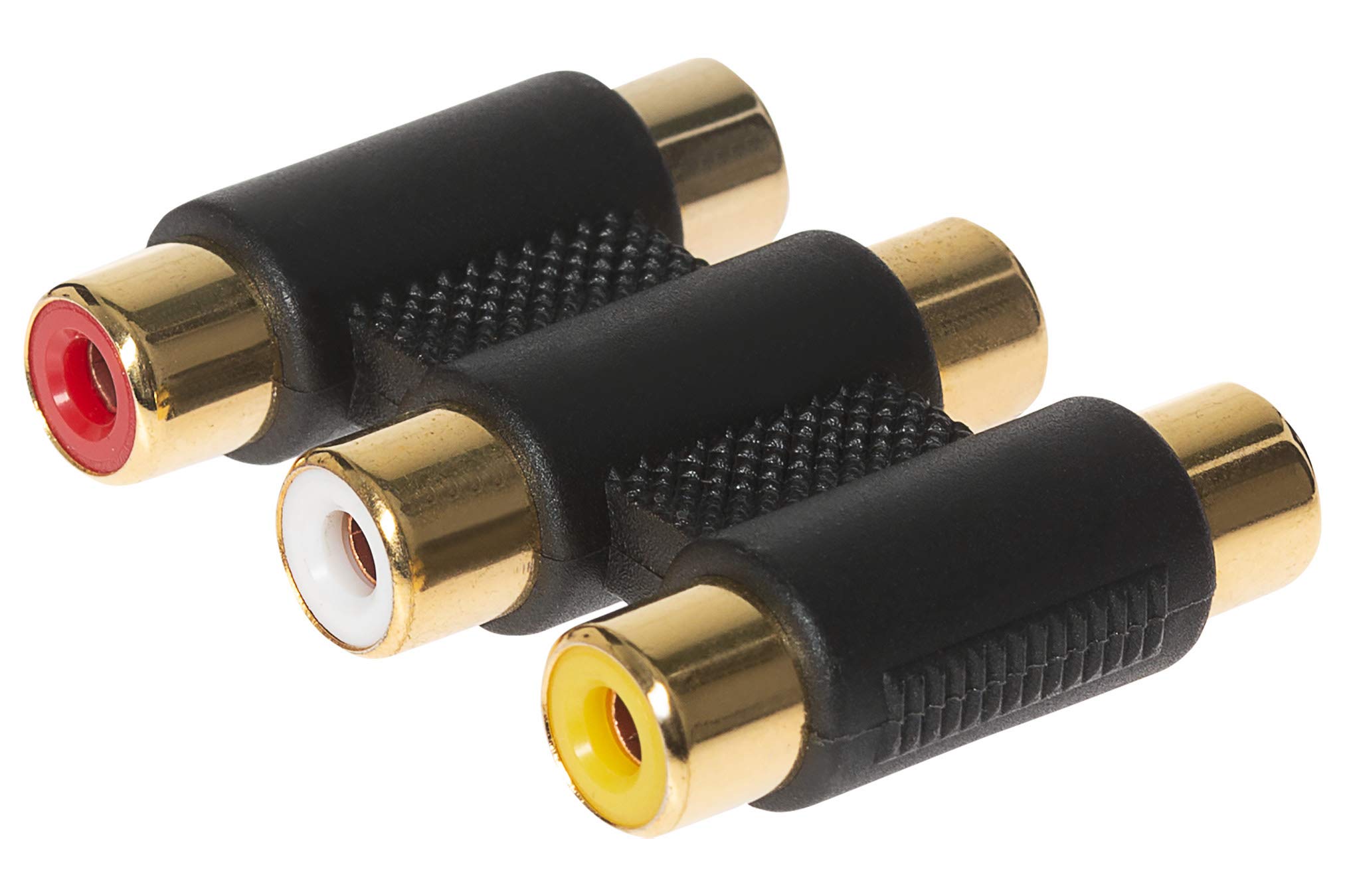 Maplin Triple RCA Phono Coupler Adapter Red/White/Yellow Female to Female Sockets