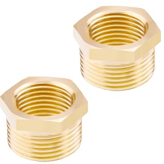 AOPANDA Brass Pipe Fittings, 1/2 NPT Male X 1/4 NPT Female, Hex Bushing Reducer Threaded Adapter 2 PCS - Amazon product rated Grade B