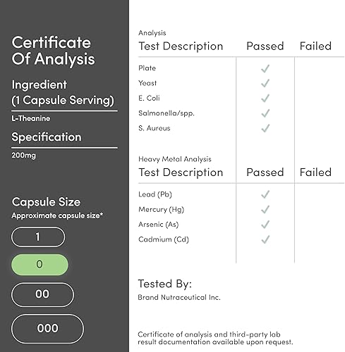 Miniatura 6 de L-teanina 200 mg 120 cápsulas relajación y apoyo para el sueño sin soja sin gluten sin OMG probado por terceros y fabricado en los Estados Unidos