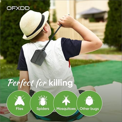 Miniatura 5 de OFXDD Rubber Fly Swatter, Long Fly Swatter Pack, Fly Swatter Heavy Duty, All Black Colors (3 Pack)