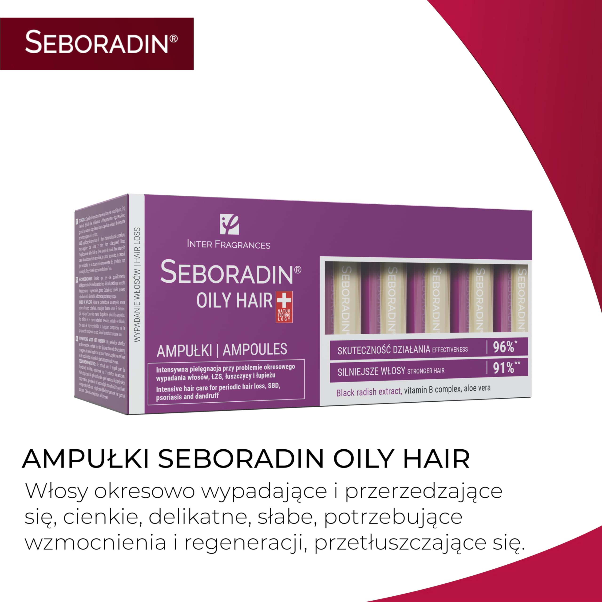 SEBORADIN Maria Set Blue - 2x Ampułki Oily Hair - Serum i Szampon Przeciwłupieżowy - Pure Balance Odżywka Szampon i Serum - Peeling do Skóry Głowy