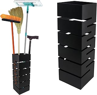 SONRET Metal Broom Stand | Powder-Coated Mild Steel Broom Holder | Ventilated Design &amp; Rust-Resistant Finish | Space-Savin...