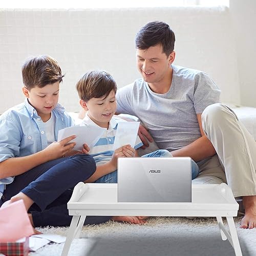 Miniatura 6 de Bandeja de cama con patas plegables de madera para servir desayuno en cama o bandeja para platos, mesa de TV, bandeja para computadora portátil,