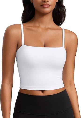 CRZ YOGA Butterluxe - Camiseta corta sin mangas para mujer, cuello cuadrado, ajustable, acolchado, para deportes, para entrenamiento