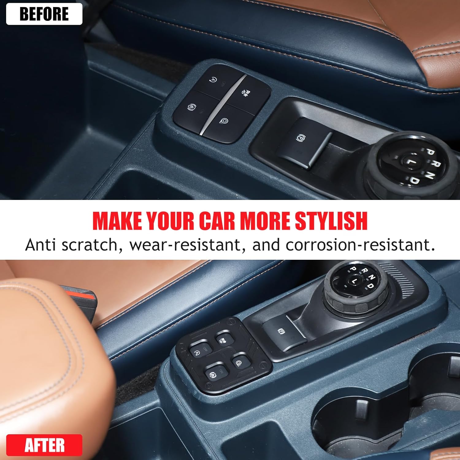 TOYCIDFG Center Console Button Cover for Ford Maverick 2022-2025, Center Console Protection Cover Interior Decoration Accessories (Black)