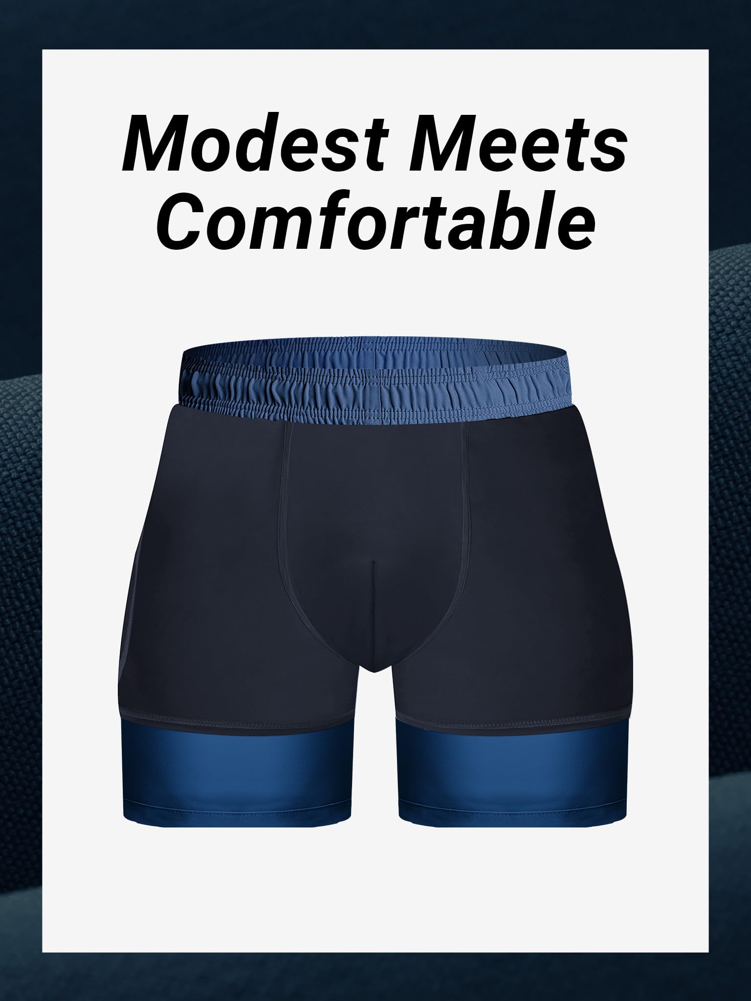 Arcweg Short de bain pour homme - Short de bain à séchage rapide avec doublure de compression et poches zippées (2X-6X)