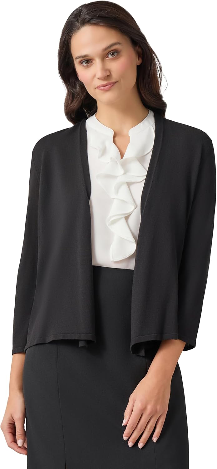 Kasper Women's Lurex SELF Edge A LINE Cardigan 3Q Sleev