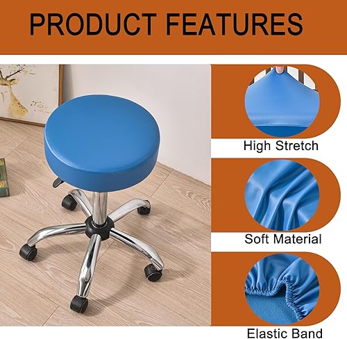 Miniatura 2 de HAOYONG Juego de 4 fundas redondas para taburetes de bar, impermeables, de poliuretano, fundas elásticas para taburetes de bar, fundas para sillas