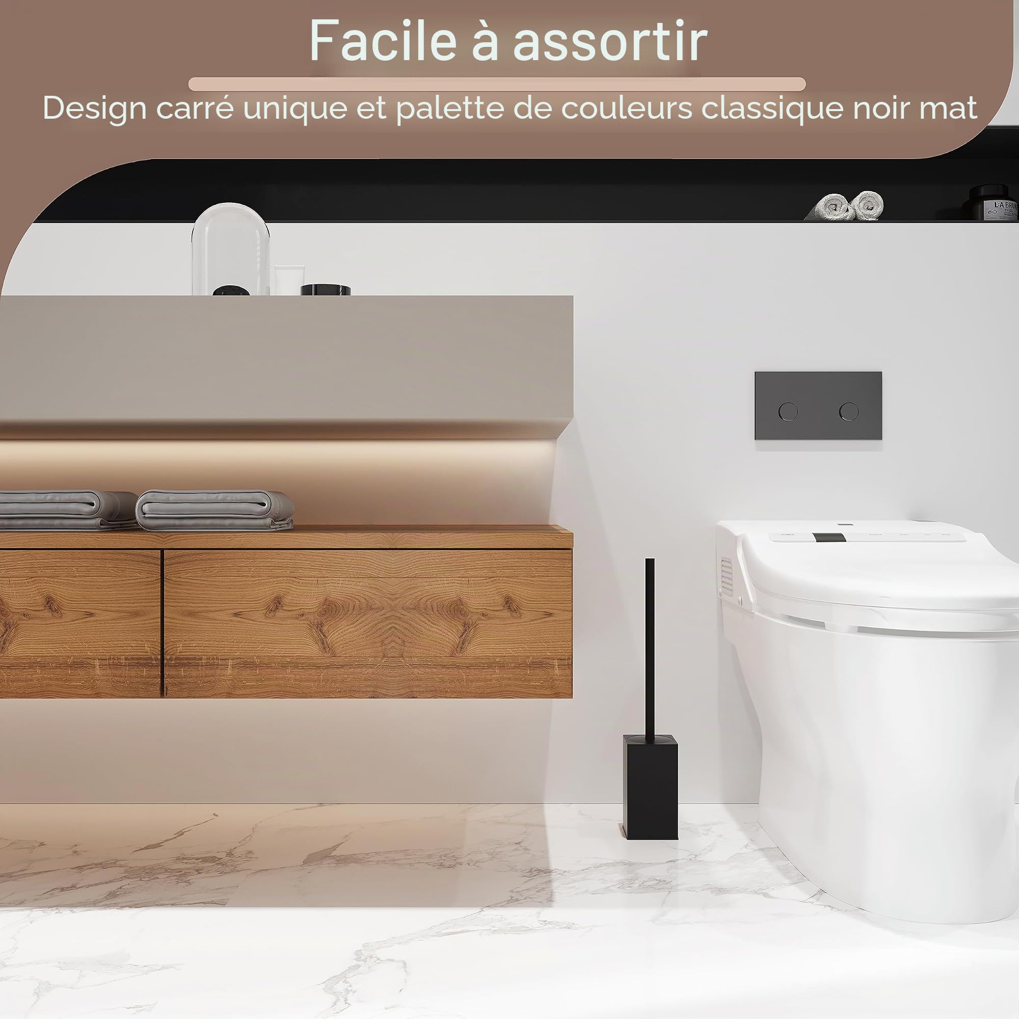 bgl Lot de 2 Supports de Brosse WC en métal Noir Mat