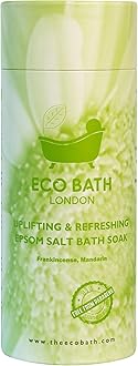 Eco Bath London Uplifting and Refreshing Epsom Salt Bath Soak - Tube 1kg, Magnesium Bath Salt Infused with Frankincense and Mandarin Essential Oils, Epsom Bath Salts for Refreshing