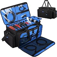 Vista 1 de Bolsa grande para cables de DJ con bolsillo para laptop y micrófono, bolsa de DJ para equipo y accesorios de música con divisores desmontables