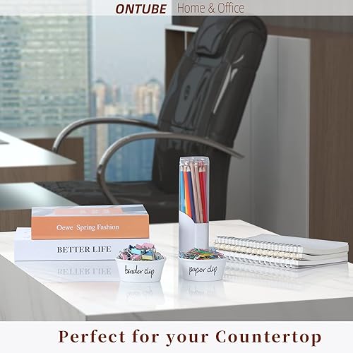 Miniatura 8 de ONTUBE Juego de soporte de clip de papel de cerámica y soporte de clip para carpeta (turquesa)