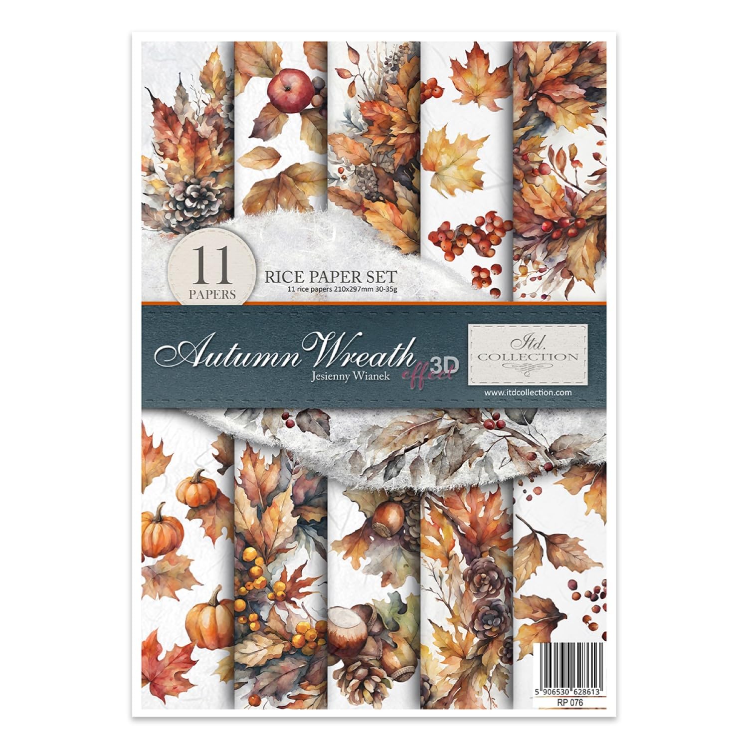 Papier Décopatch Feuille De Riz Craft – Motif « Winter Wreath » A4 – Pour Collage, Déco Sur Bois, Verre, Customisation Créative