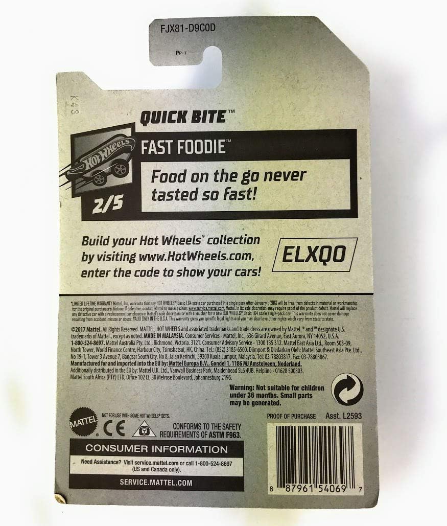 Hot Wheels 2018 50th Anniversary Fast Foodie Quick Bite (Food Truck) 93/365, White