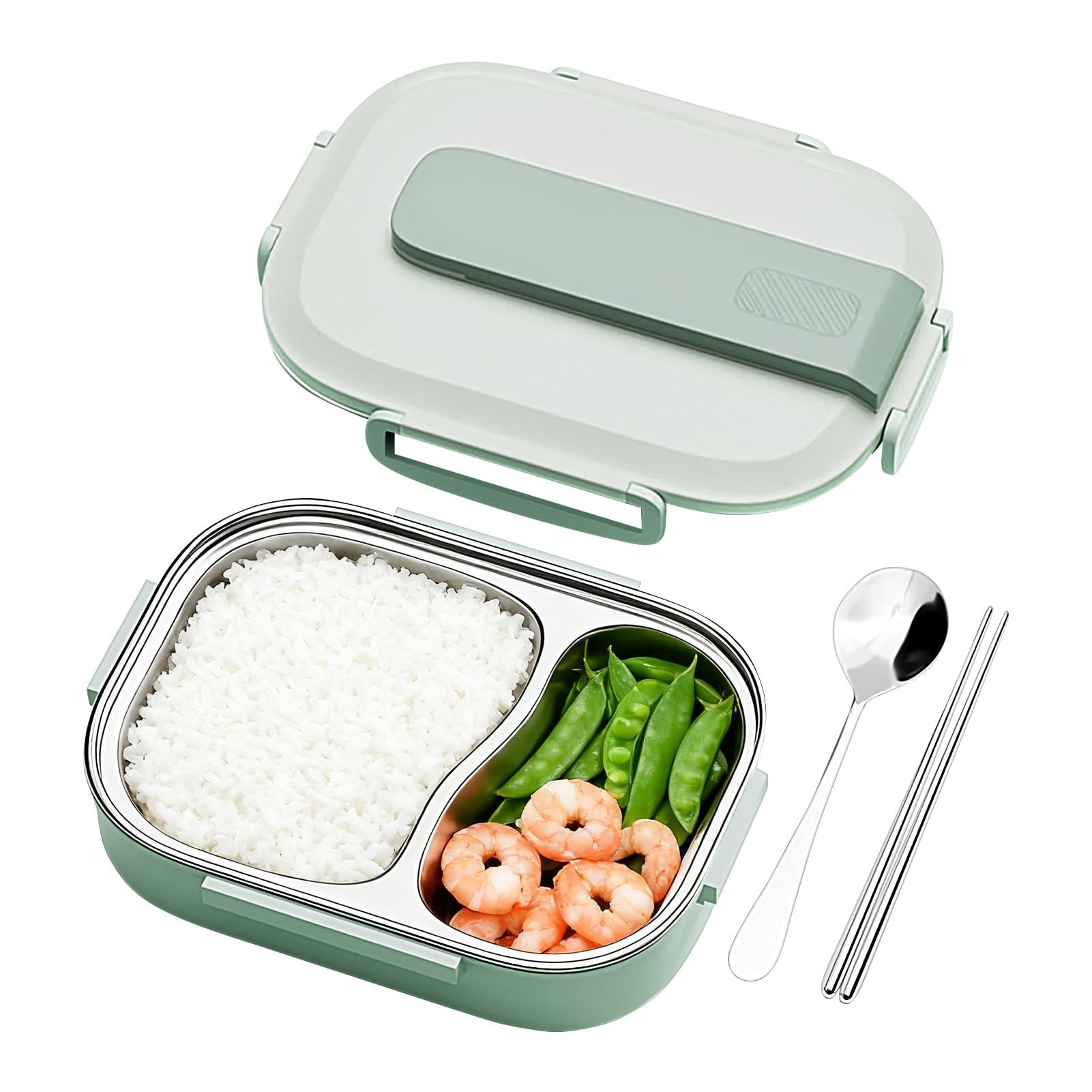 Thermo-Lunchbox – wiederverwendbare auslaufsichere Behälter aus Edelstahl mit Besteck-Set, versiegelte Lebensmittelaufbewahrung, Lunchbox für Büro, Studenten, Wanderer, Reisende