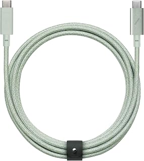 Native Union Type-C Belt Cable Pro - USB-C to USB-C 8ft Ultra-Strong Charging Cable with Leather Strap Compatible with iPhone 15, 15 Pro Max, MacBook Pro 14"/16" M2, Air 15" M2, iPad Pro (Sage)