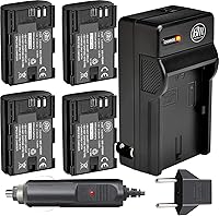 Vista 1 de BM Premium Paquete de 4 baterías LP-E6NH de alta capacidad y cargador de batería para Canon EOS R EOS R5 EOS R6 EOS R6 II EOS R7 EOS 90D EOS 60D EOS