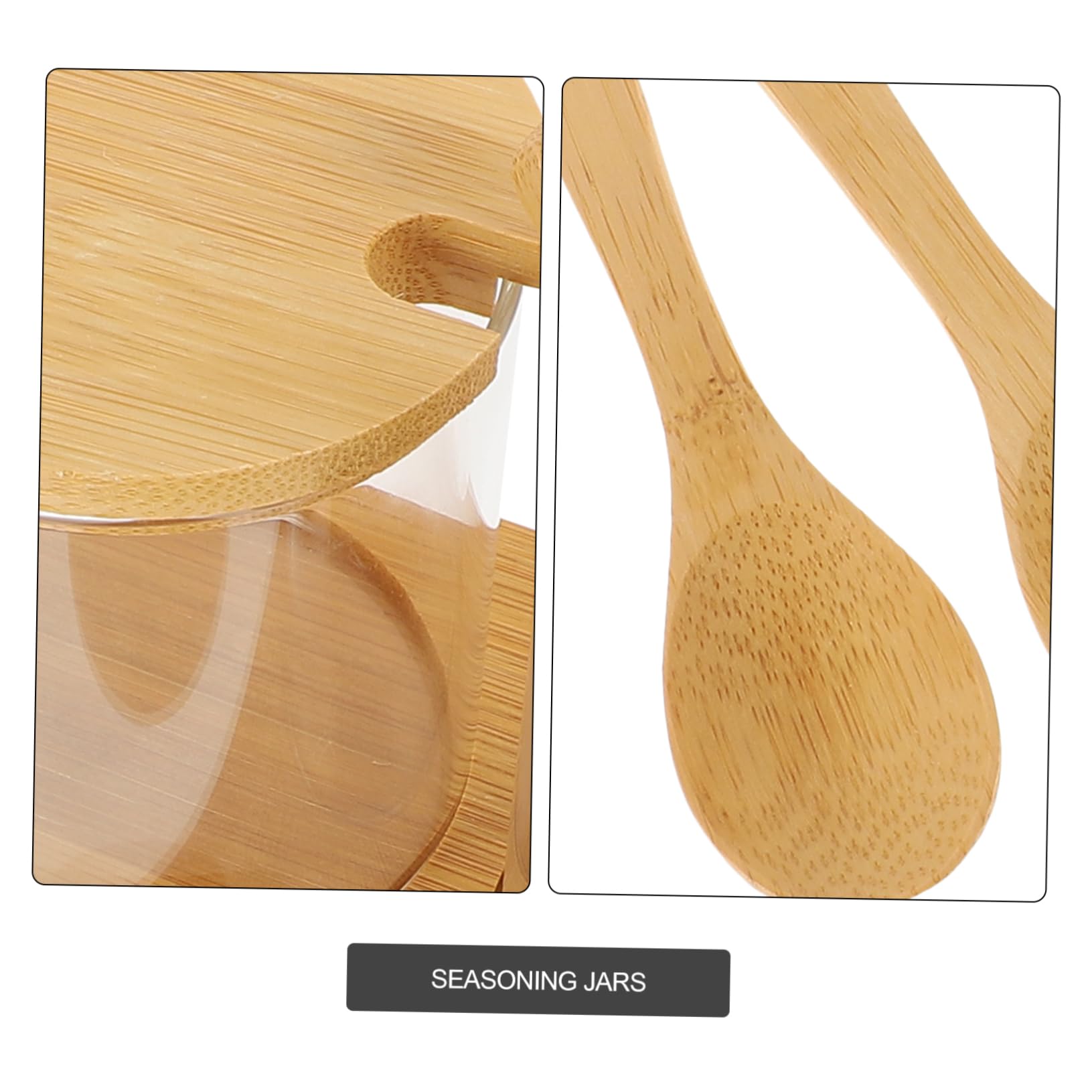 OUNONA 3pcs Glass Seasoning Jars with Lid Spoon Stylish Condiment Pots for Kitchen Organization Storage for Spices Like Salt Pepper and More for Home Bbq Use