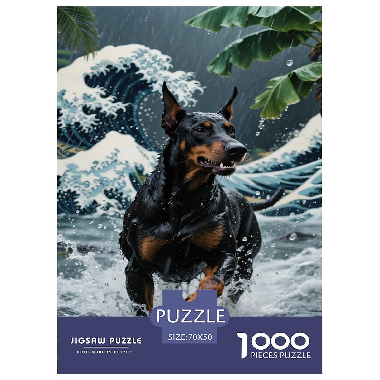 Puzzle Doberman Pinscher Dog 1000 Pieces Challenge Game for Adults,Ocean Landscape Impossible Jigsaw Puzzles 1000 Pieces Educational Game Home Decoration 70x50cm/1000pcs