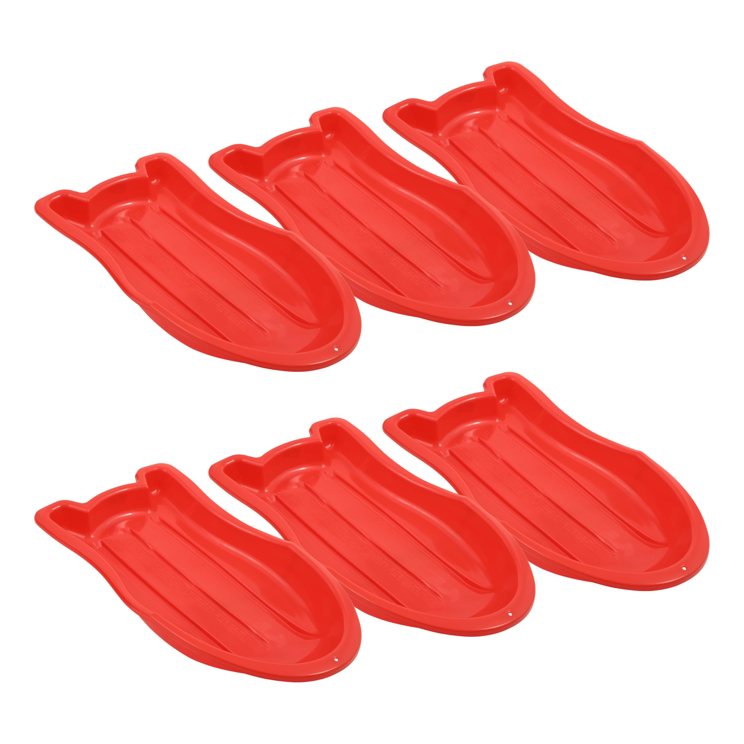 Superio Toboggan Lot de 6 traîneaux à Neige en Plastique de 94 cm pour Enfants et Adultes avec Cordes de Traction et poignées (Rouge)