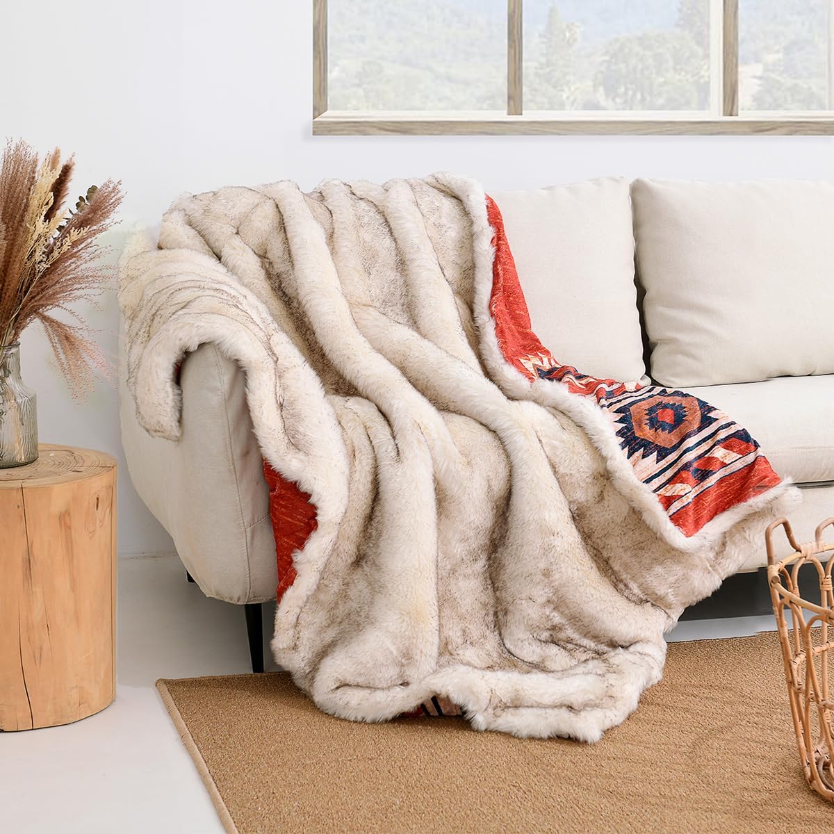 Amazon.com: Luxury Plush Faux Fur Throw Blanket with Aztec