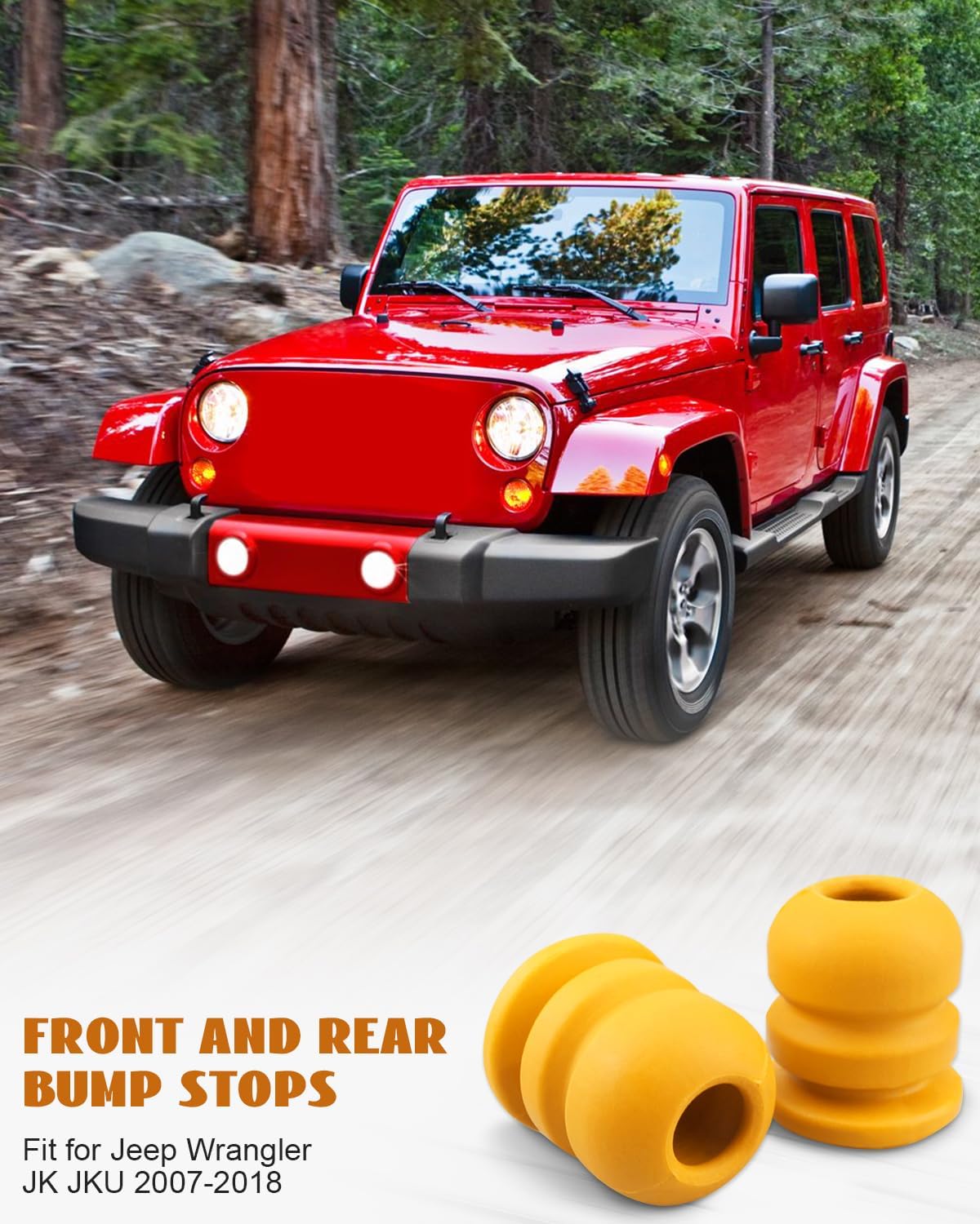 2 Pair Front and Rear Bump Stops Fit for Jeep Wrangler JK 2007-2018, Upper Suspension Jounce Control Arm Bumpers, Replace 52060423AB 52060428AB
