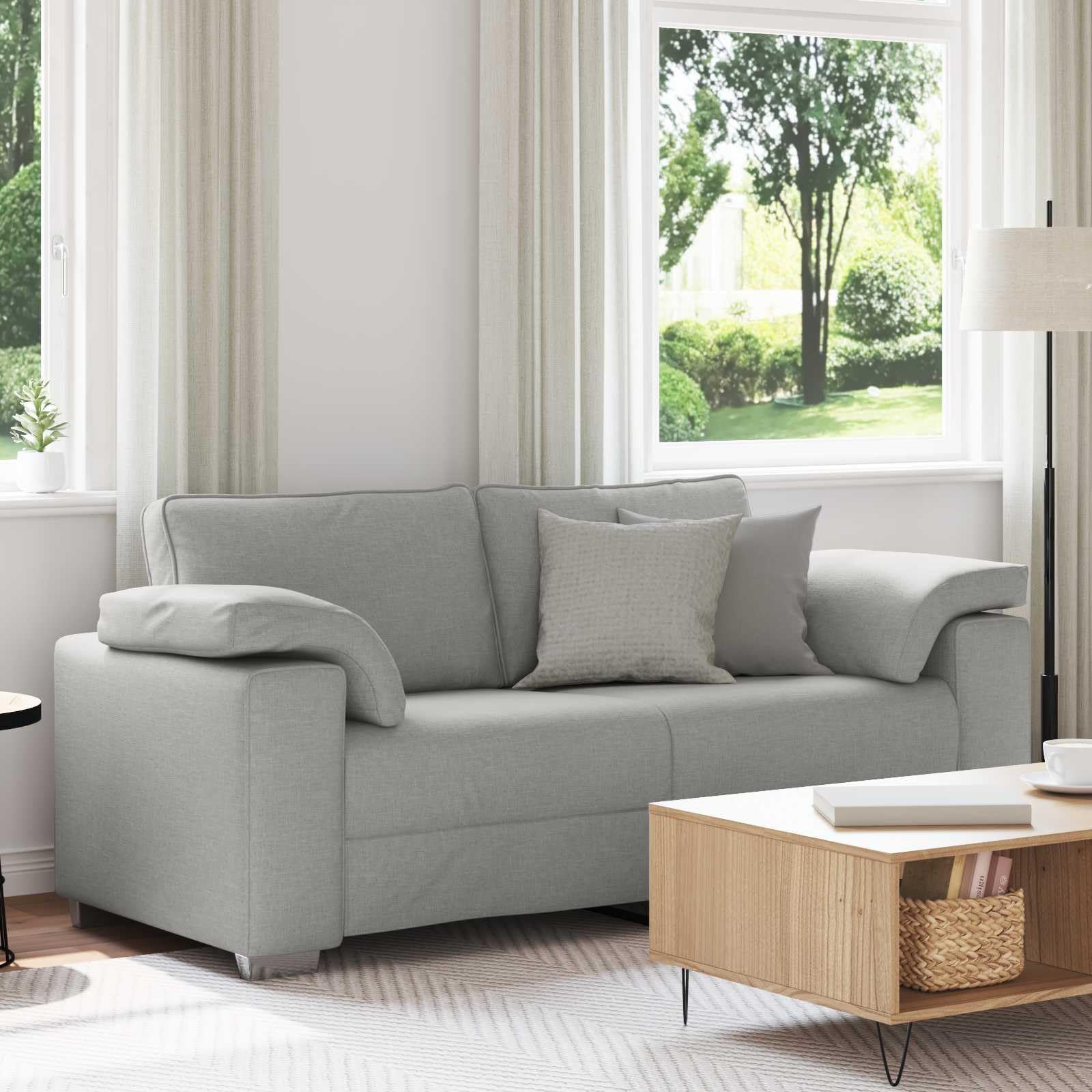 Sofá gris nube de tela de 180 cm para salones modernos y confortables