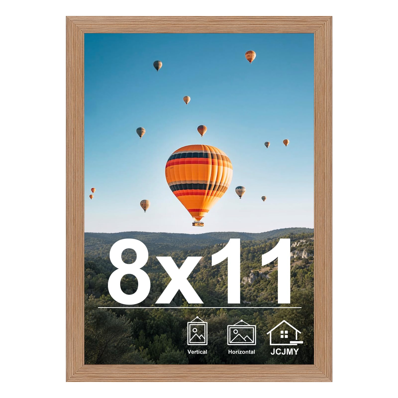 JCJMY 8x11 Picture Frame Rustic Brown for Wall Hanging or Tabletop- Wall Mounting Horizontally or Vertically, 8 x 11 Wall Gallery Poster Photo Frame for 8 by 11 Photo,Rustic Brown