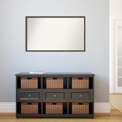 Miniatura 5 de Amanti Art Espejo de baño marrón para sobre el fregadero, 23 x 39 pulgadas, espejo de tocador rectangular de cuña de madera dura, moca, marco de