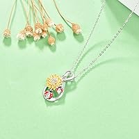 Vista 2 de Dreamboat Sunflower Necklace for Women 925 Sterling Silver You Are My Sunshine Crystal Necklace Flowers Jewelry Christmas Gifts for Wife Daughter