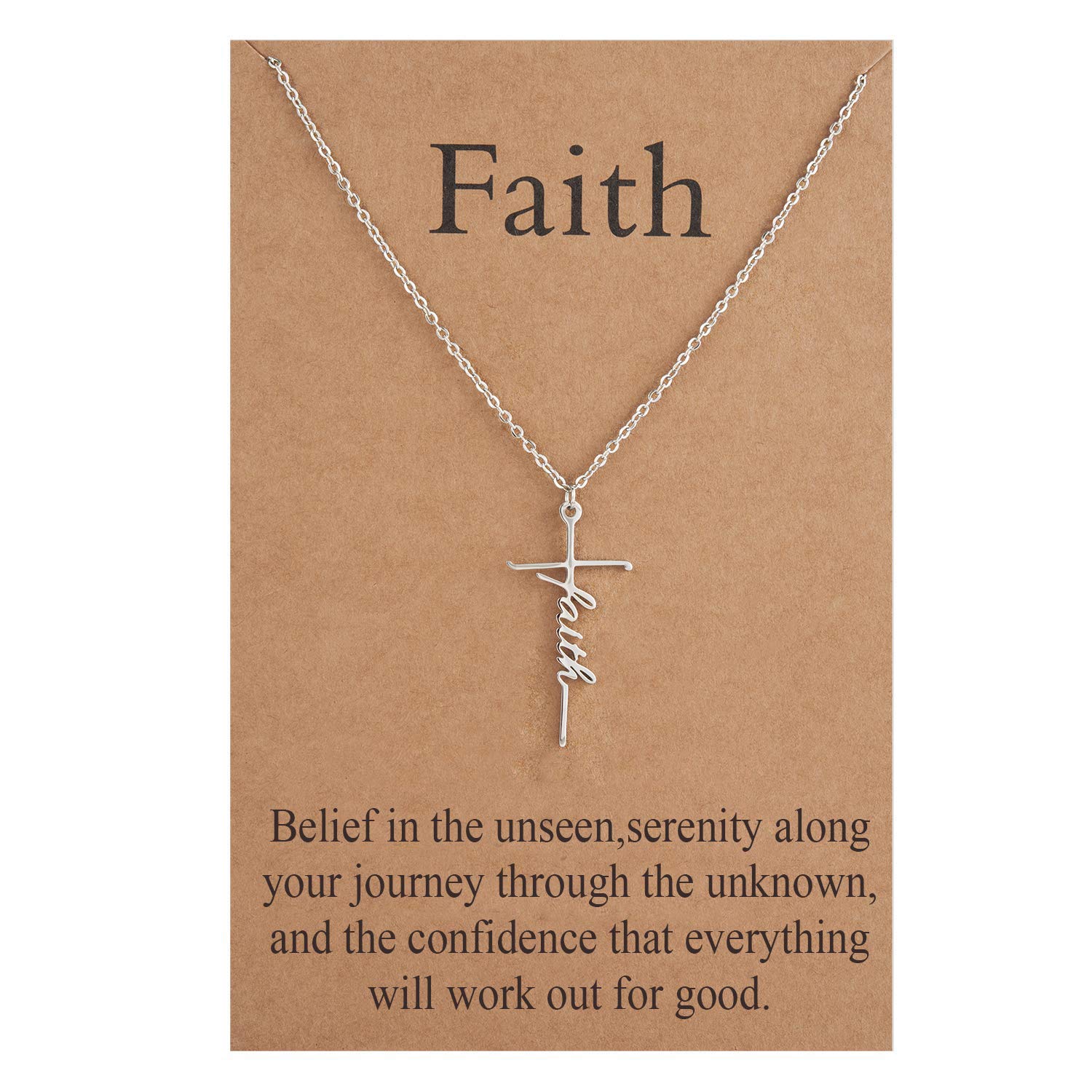 LcherryMother's Day Gifts Faith Cross Necklace for Women Religious Gifts for Women Christian Jewelry Gifts for Women, Metal, No Gemstone
