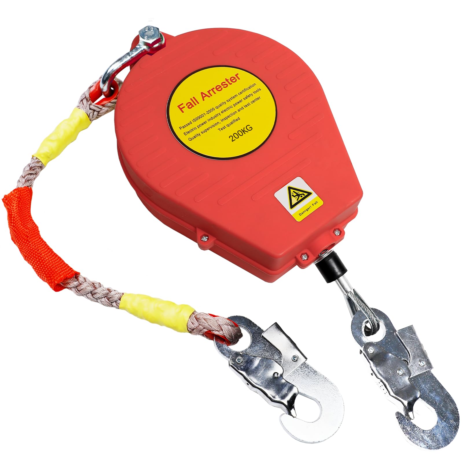 Antichute a Rappel Automatique 200kg, Stop Chute Toiture 10m/15m/20m, Harnais de Securite Anti Chute Toiture et Travaux en Hauteur avec Crochet Autobloquant(Rouge-1 Pièce,10m)