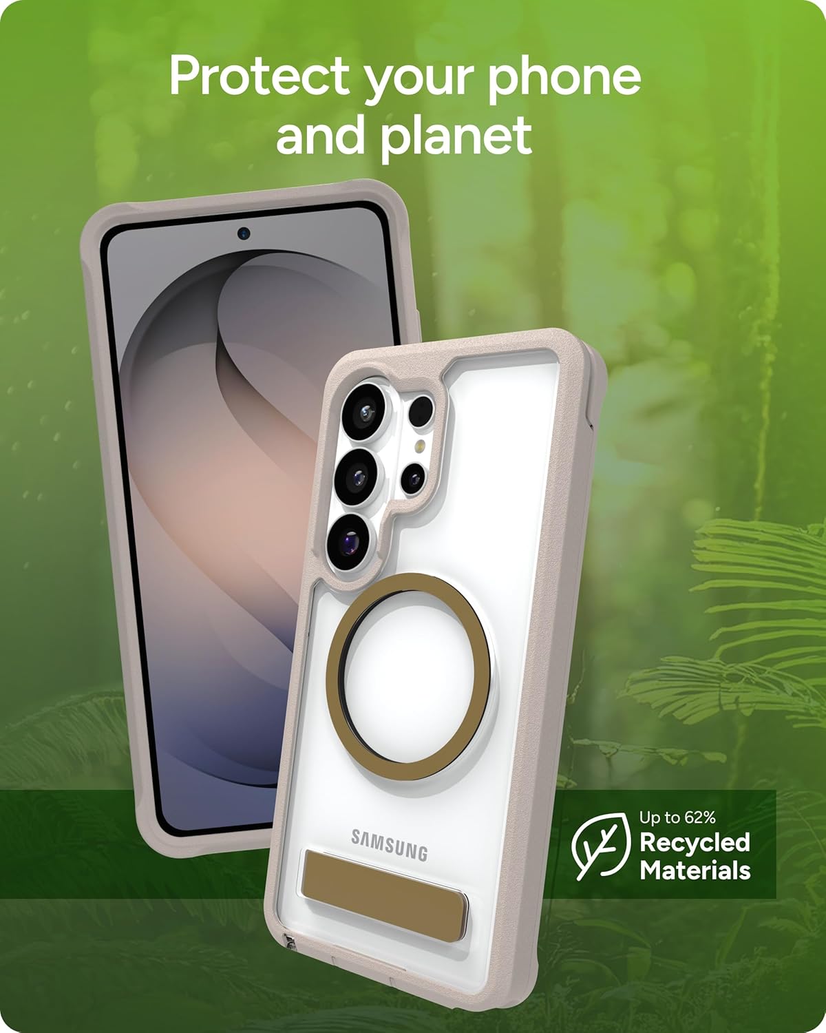 ZAGG Rainier Snap Samsung Galaxy S26 Ultra Case with Kickstand - Latte, 22ft Drop Protection, Rugged Dual-Layer Magnetic Case, Graphene Fortified Heavy Duty Shockproof Cover, Military Grade Defense