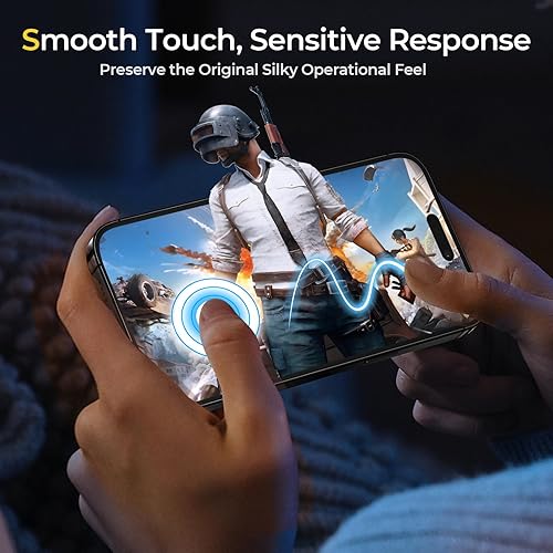 Miniatura 4 de Humixx Paquete de 2 protectores de pantalla para iPhone 15 de 6.1 pulgadas kit de alineación automática y sin burbujas compatible con todas las