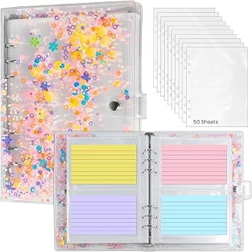 3x5 Index Card Binder - Portable Card Book with 50 Sheets Plastic Sleeves for Index Card Organizer, Note Cards, Flash Cards Stores up to 200 Cards