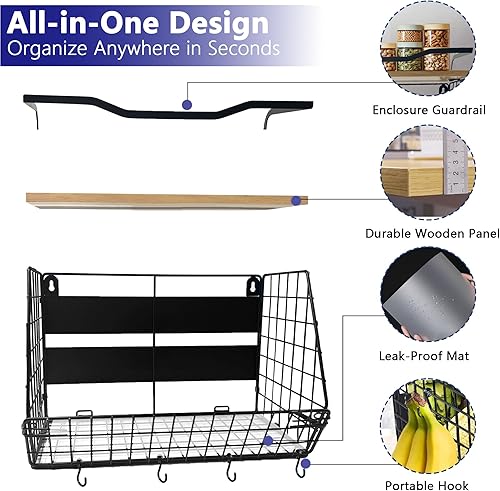 Miniatura 5 de bealy Estante magnético fuerte mejorado para refrigerador con tapa de madera, estante magnético XXL de gran capacidad para especias, organizador de