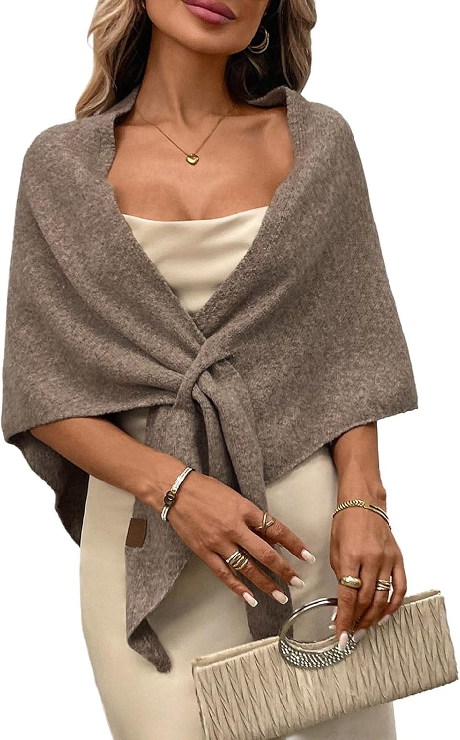 Womens Knitted Shawl Wraps Casual Solid Color Cape Scarf Comfortable Triangle Pashmina Shoulder Sweater