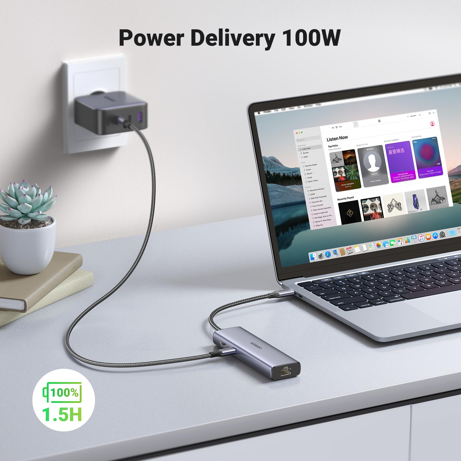 UGREEN Hub USB C Ethernet Gigabit HDMI 4K PD 100W 7 in 1 Dock Station Adattatore USB C Lettore di schede SD Compatibile con iPhone 15 Galaxy S24 Ultra MacBook Air Pro M2 M1 iPad Pro Surface Steam Deck