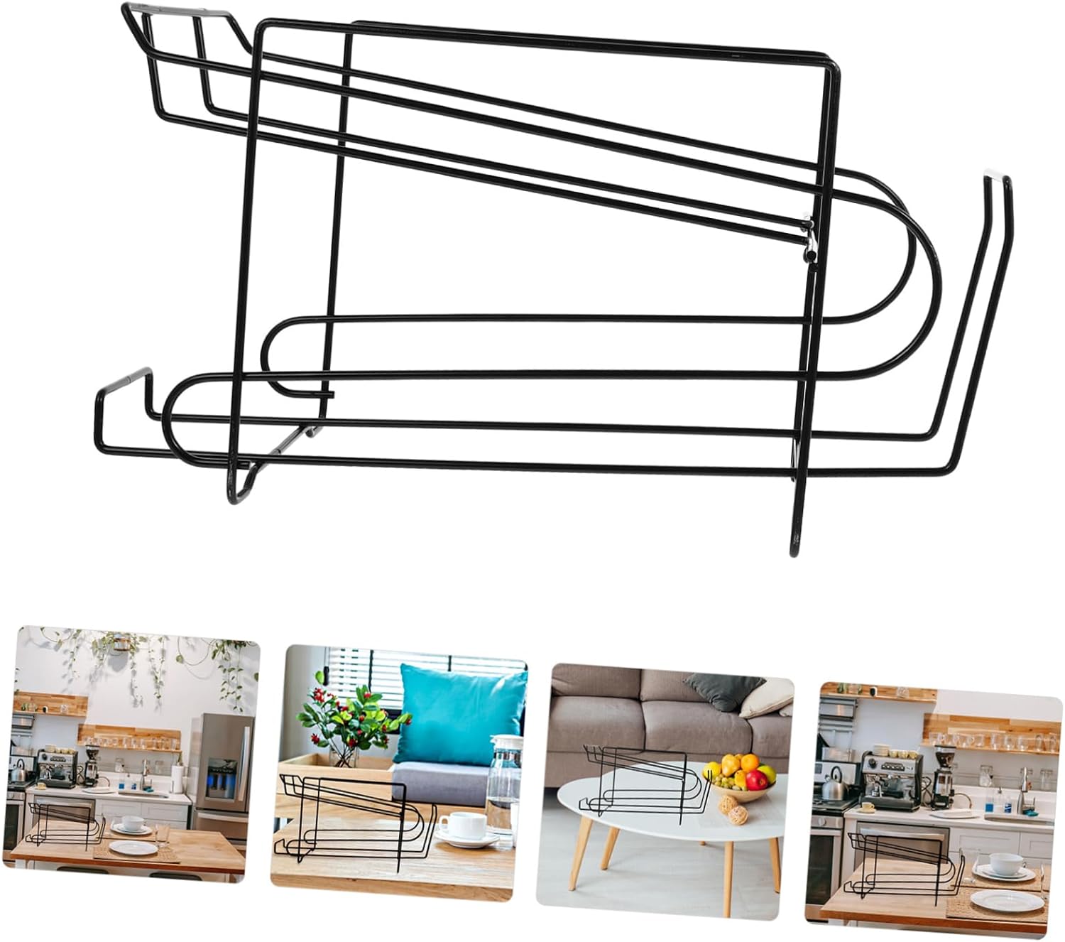 Cabilock 1pc Double Refrigerator Storage Rack for Beer Beverages Black Beverage Organizer for Pantry and Fridge Rolling Design for Easy Access Cans and Bottles Holder