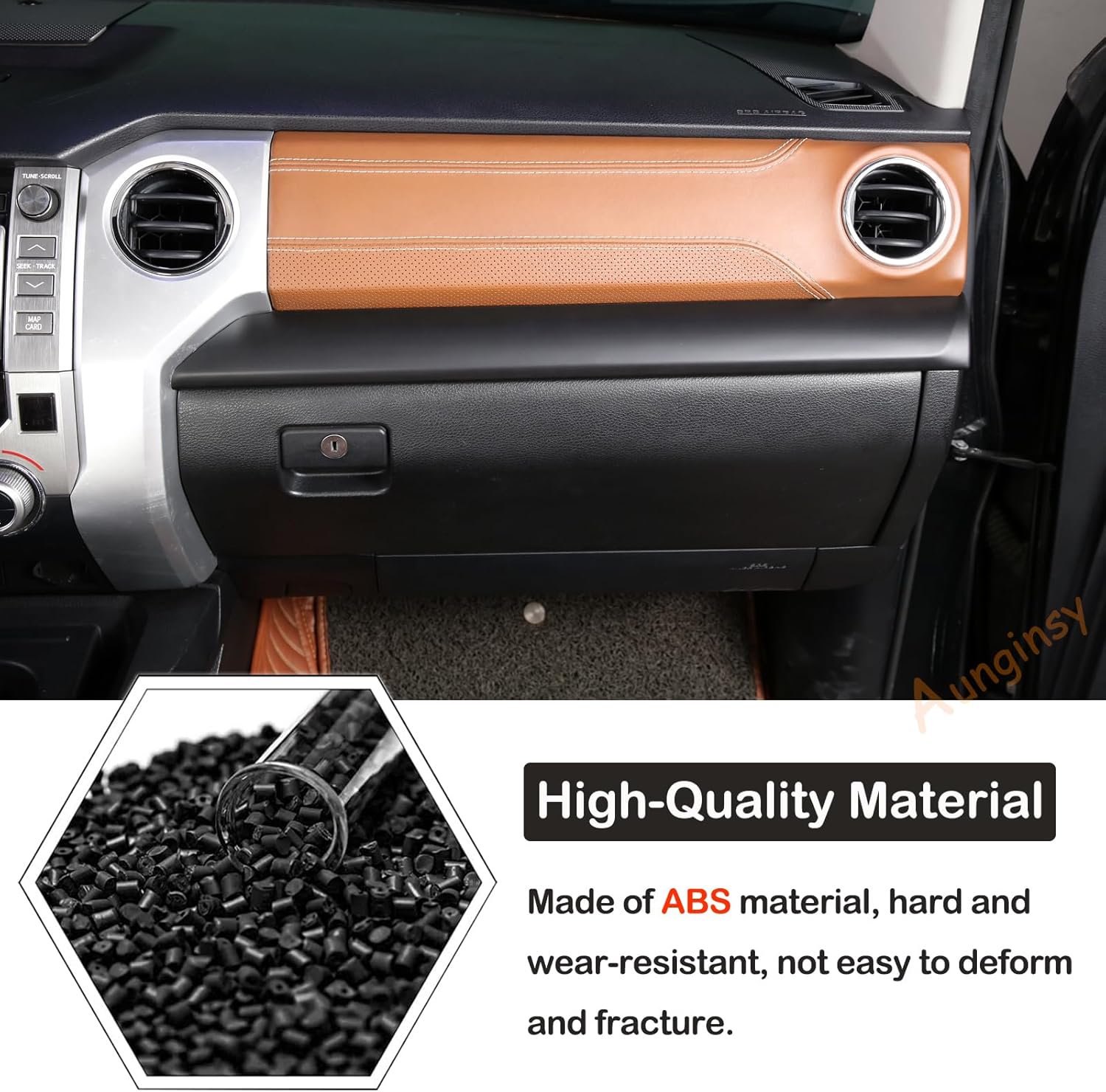 3Pcs Car Inner Central Console Dashboard Panel Cover Trim Stickers Fit for Toyot@ Tundra 2014-2021 Center Console Dash Board Trim Frame Protective Cover Molding Trims Sticker Decor ABS Accessories