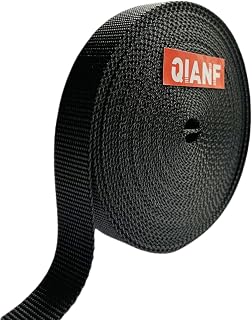 1 Inch Polypropylene Webbing 10 Yards Heavy Duty Thicken Poly Webbing Straps for Climbing DIY Crafts Belts Collars Outdoor Gear Repair, Black