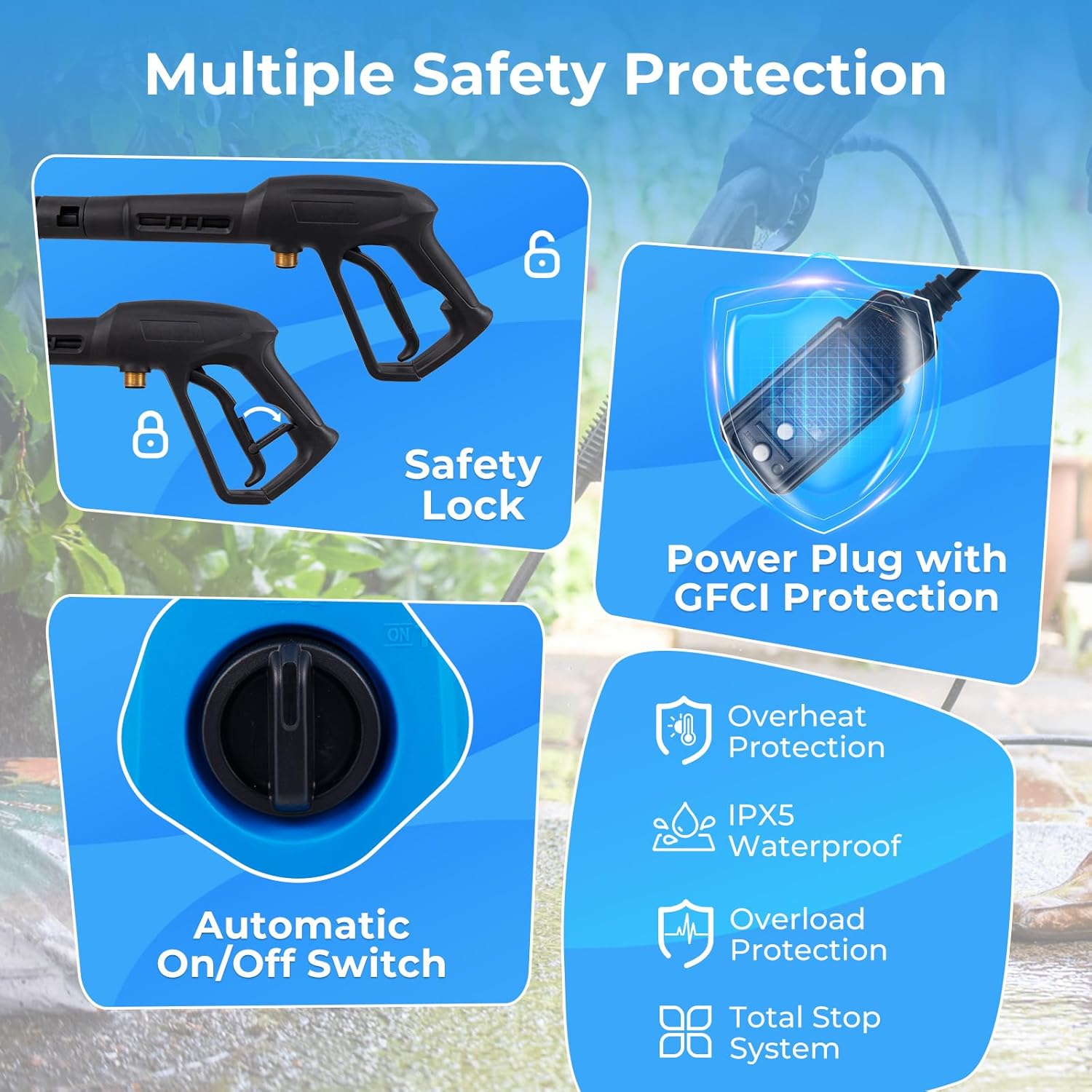 Goplus Electric Pressure Washer, 1900 PSI 1.8 GPM High Pressure Power Washer w/ 4 Quick Connect Nozzles, Soap Bottle & 19.7 FT Hose, Portable Cleaning Machine for Car Washing, Driveway, Patio, Floor