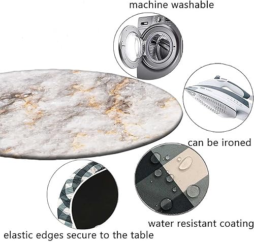 Miniatura 3 de Mantel redondo con borde elástico, mantel de poliéster lavable para decoración de interiores y fiestas, comedor, se adapta a mesas de hasta 32