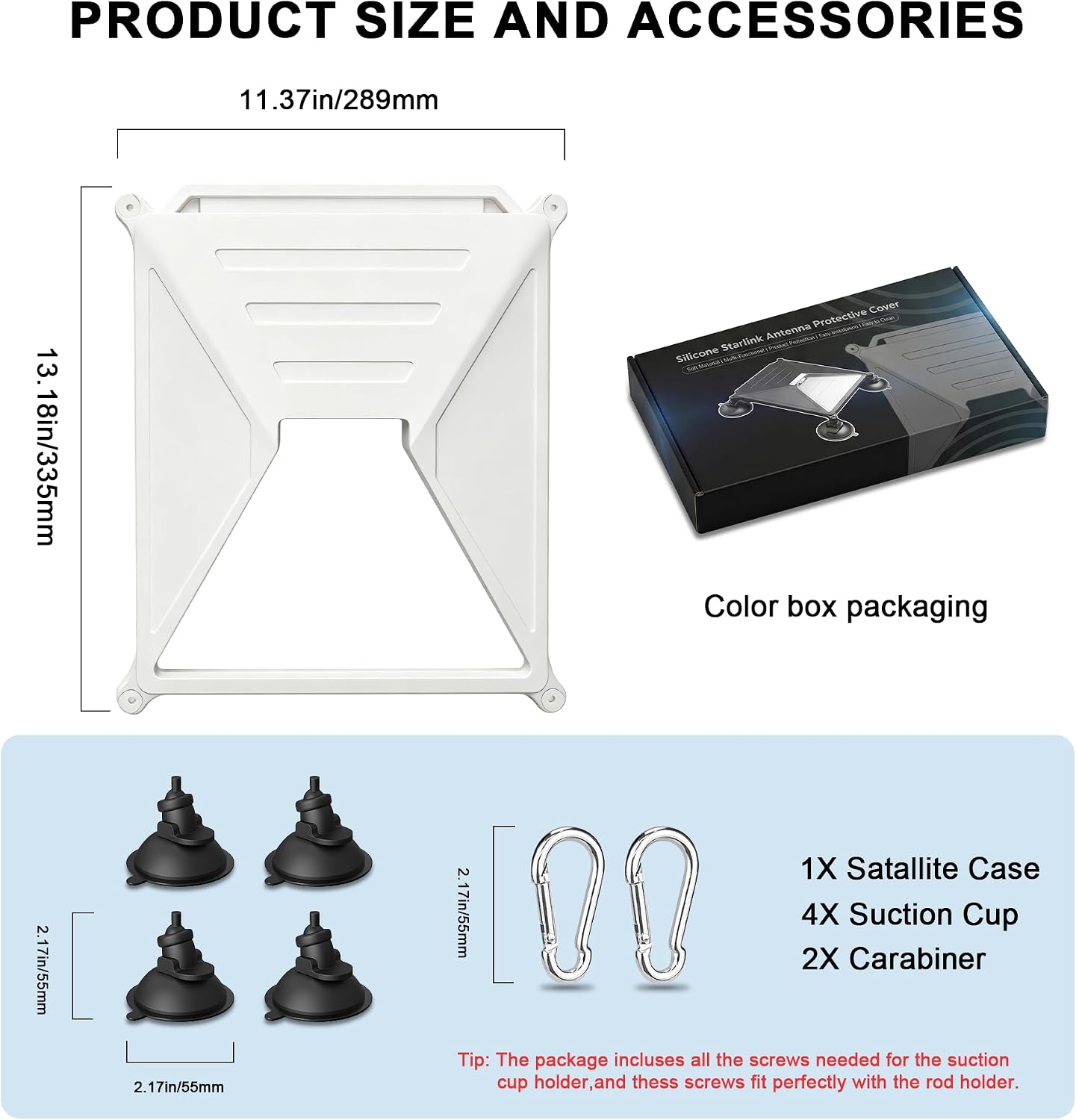 Starlink Mini Mount for Car, 2-in-1 Suction Cup Mount with Silicone Case, Strong Vacuum Base for Car Windows & Sunroofs, Stable Signal, Portable Starlink Mini Accessories for RV, Trucks & Boat——White