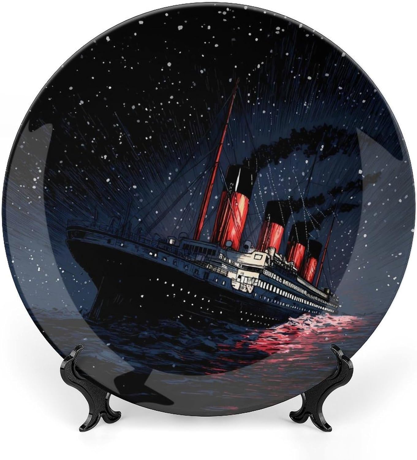 Titanic Ship Sinking Boat Sailboat Decorative Plates for Display Ceramic Plate Tray with Stand Hanger Home Decor